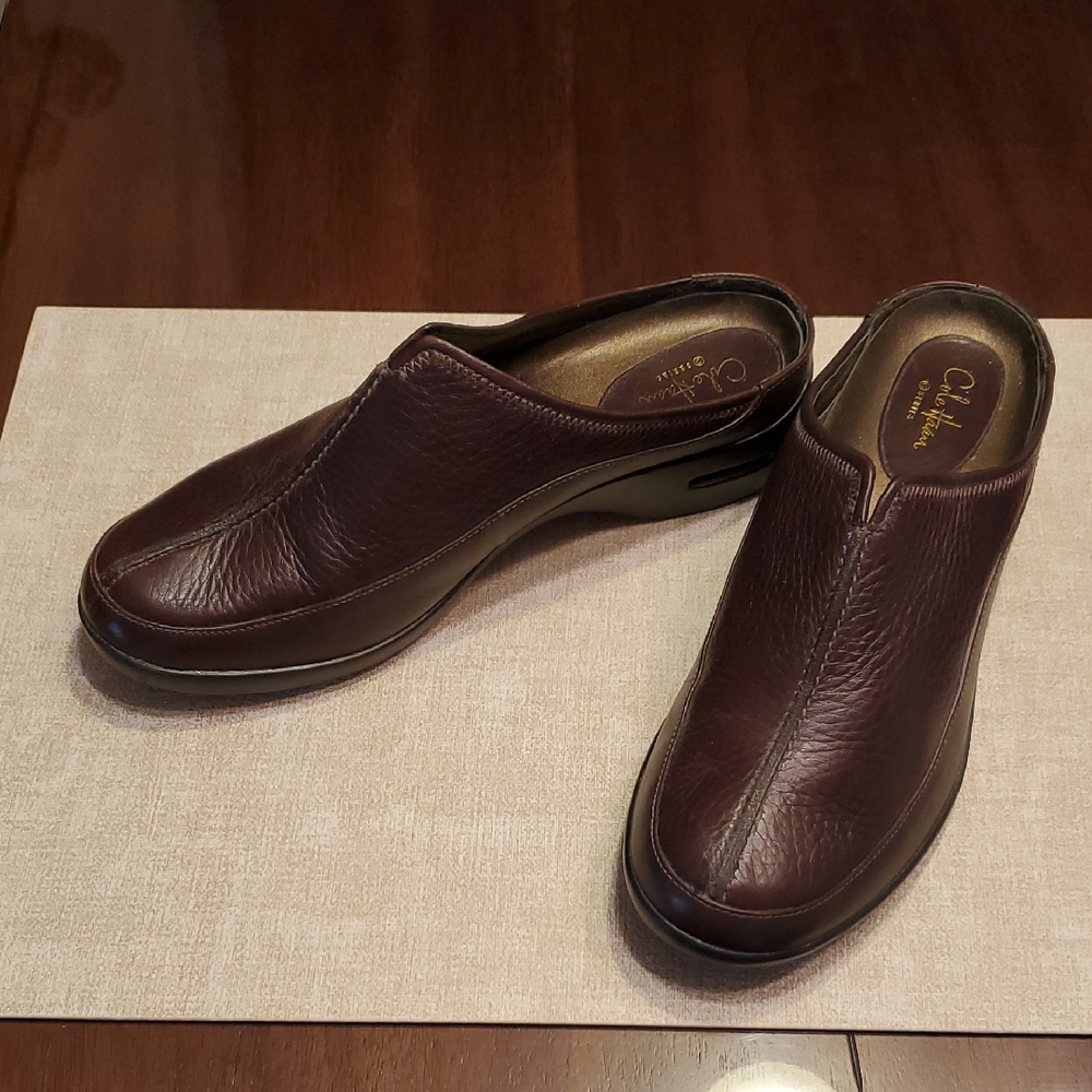 Womens Cole Haan Rich Brown Leather Clogs Size 8
